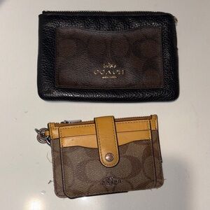 Coach Black and Brown Pouch with Yellow Trim Card Holder